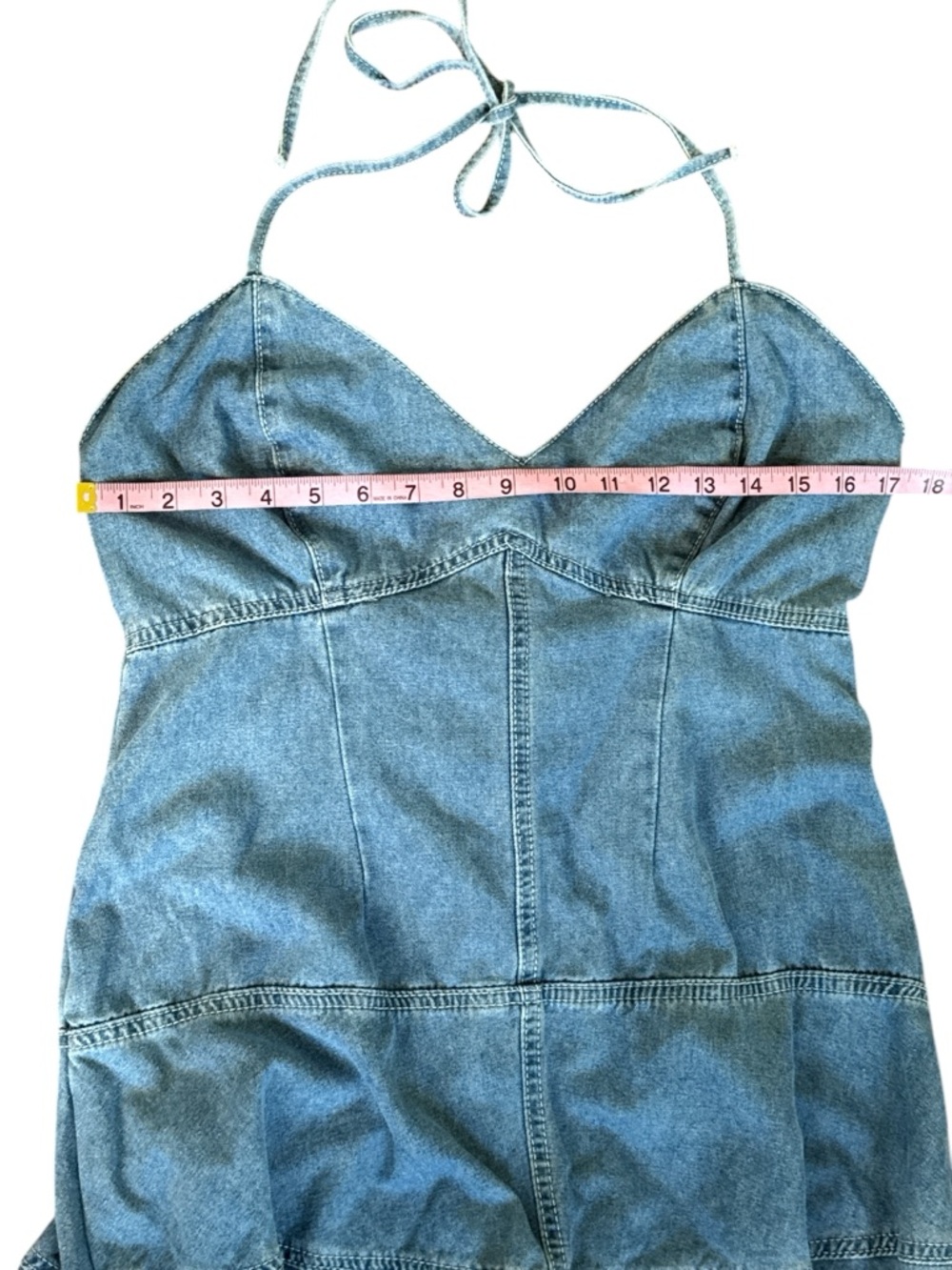 Blue Denim Halter Maxi Dress - Picture 6 of 11